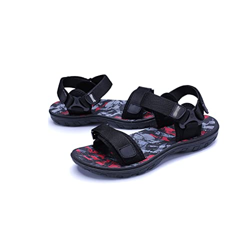 jonam Sandalen Herren Summer Comfort Unisex Sandals Textile Webbing Upper Footbed Men Women Beach Water Shoes Cheaper Latest Fashion(Color:Black - red,Size:42 EU) von jonam