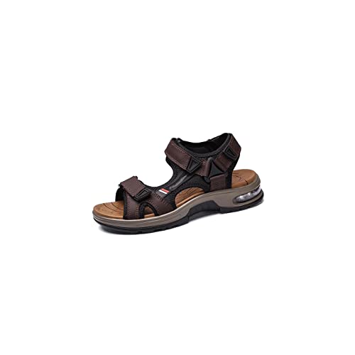 jonam Sandalen Herren Summer Leather Men's Sandals Handmade Men's Slippers Walking Beach Sandals Outdoor Men's Sandals(Color:Black,Size:43 EU) von jonam