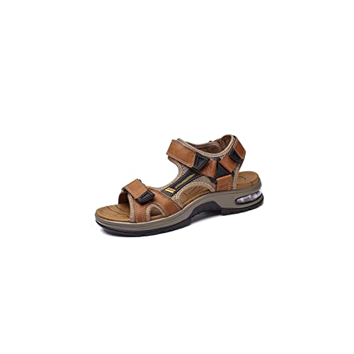 jonam Sandalen Herren Summer Leather Men's Sandals Handmade Men's Slippers Walking Beach Sandals Outdoor Men's Sandals(Color:Yellow brown,Size:41 EU) von jonam