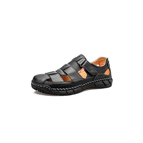 jonam Sandalen Herren Summer Men Casual Fashion Leather Sandals Non-slip Wear-resistant Breathable Sandals Outdoor Beach Sandals(Color:Black,Size:40 EU) von jonam