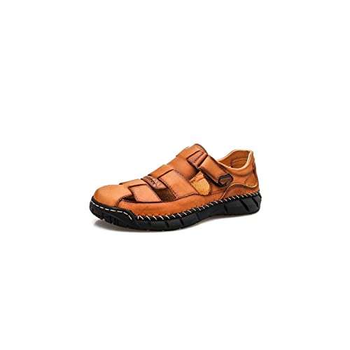 jonam Sandalen Herren Summer Men Casual Fashion Leather Sandals Non-slip Wear-resistant Breathable Sandals Outdoor Beach Sandals(Color:Bruin,Size:42 EU) von jonam