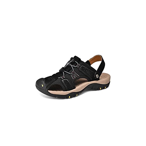 jonam Sandalen Herren Summer Men Sandals Men Casual Sandals Luxury Outdoor Shoes Hiking Sandals Men Platform Sandals Shoe(Color:Black,Size:46) von jonam
