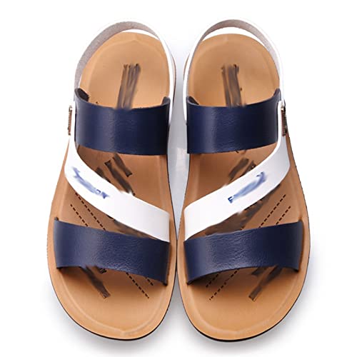 jonam Sandalen Herren Summer Men Sandals PU Leather Male Beach Shoes Cheap Casual Mixed Color Breathable Mans Footwear Antiskid Fashion(Color:Blue 1,Size:41 EU) von jonam