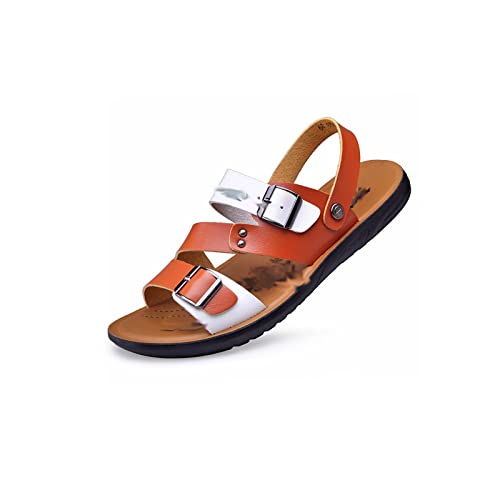 jonam Sandalen Herren Summer Men Sandals PU Leather Male Beach Shoes Cheap Casual Mixed Color Breathable Mans Footwear Antiskid Fashion(Color:Brown 2,Size:40 EU) von jonam