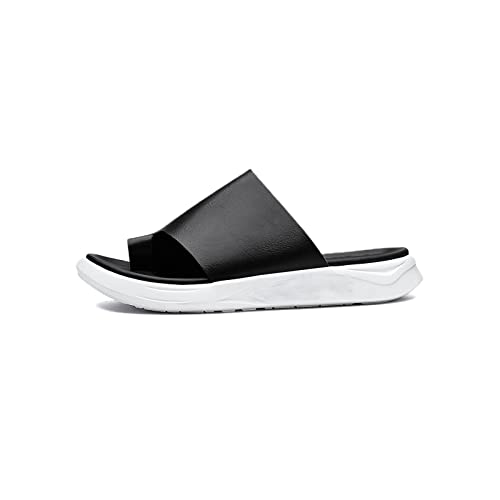 jonam Sandalen Herren Summer Men's Slippers Casual Breathable Leather Flat Slippers Fashion Men's Flip-Flops Casual Walking Shoes Beach Shoes(Color:Black,Size:39 EU) von jonam