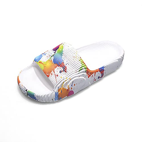 jonam Sandalen Herren Summer Slippers Men Women Indoor High Soft Bottom Luxury Sandals Trend Slides Men Light Beach Home Bathroom Shoes Slippers(Color:White,Size:44 EU) von jonam