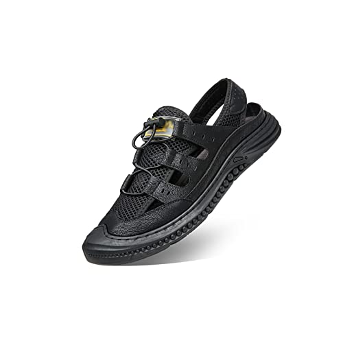 jonam Sandalen Herren Summer Soft Mesh Sandals Men Lightweight Sneakers Breathable Outdoor Half Slippers Designer Slip-on Mens Loafers Beach Shoes(Color:Black,Size:39 EU) von jonam