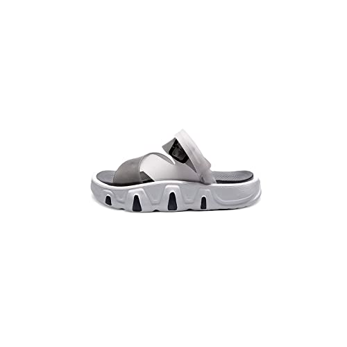 jonam Sandalen Herren Summer men's thick-soled sandals fashion beach soft-soled slipper slippers outdoor leisure non-slip slippers large size(Color:White grey,Size:45 EU) von jonam