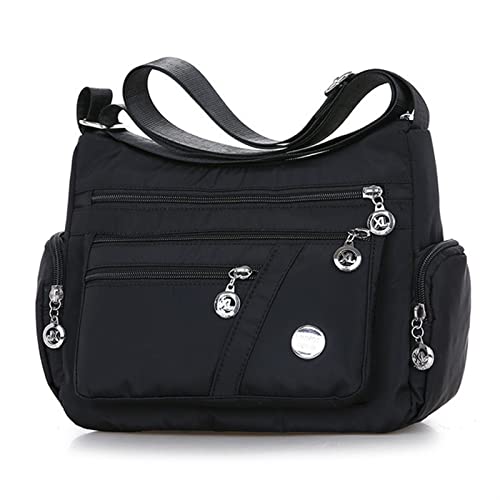 jonam Umhängetasche 1pc Waterproof Shoulder Bag Women Casual Crossbody Bag Multifunction Handbag Large Capacity Messenger Bag (Color : Black) von jonam