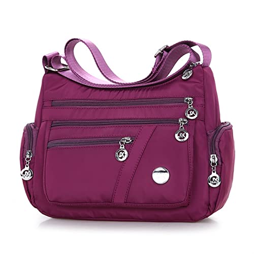 jonam Umhängetasche 1pc Waterproof Shoulder Bag Women Casual Crossbody Bag Multifunction Handbag Large Capacity Messenger Bag (Color : Purple) von jonam