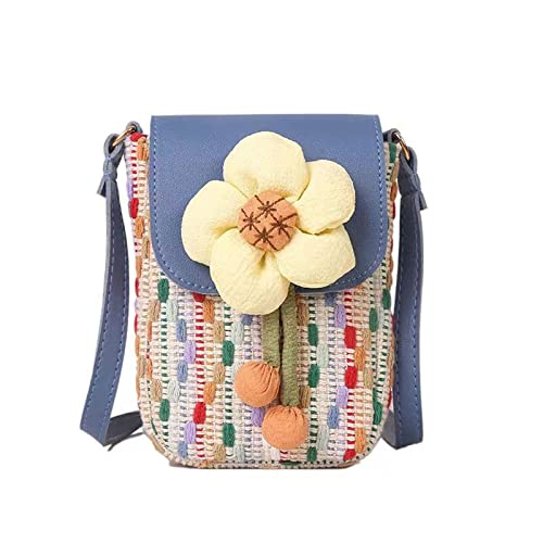 jonam Umhängetasche 2022 new summer woven bag small small shoulder bag messenger mobile phone bag mini bag women (Color : Blue) von jonam