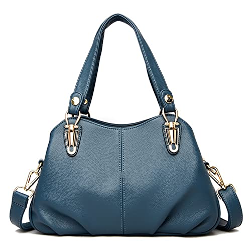 jonam Umhängetasche 3 Schichten Damen Handtaschen PU-Leder Messenger, Schulter Crossbody Tasche für Frauen, Frauenhandtasche mit großer Kapazität, weibliche weiche Tasche (Color : Blue) von jonam