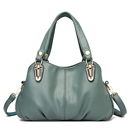 jonam Umhängetasche 3 Schichten Große Kapazität Tasche für Frauen, Schulterhandtasche Damen Shopper Crossbody, Weiche Ledertasche Casual Handtasche (Color : Light Green) von jonam