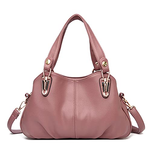 jonam Umhängetasche 3 Schichten Große Kapazität Tasche für Frauen, Schulterhandtasche Damen Shopper Crossbody, Weiche Ledertasche Casual Handtasche (Color : Pink) von jonam