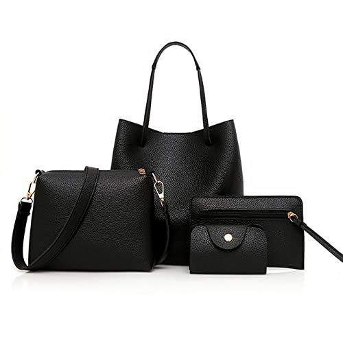 jonam Umhängetasche 4 in 1 neuer Stil All-Match-Frauen Messenger Bag Vier PCs in einer Set Handtasche Umhängetaschen Mode Verbundbeutel Kupplungsbeutel (Color : Black) von jonam