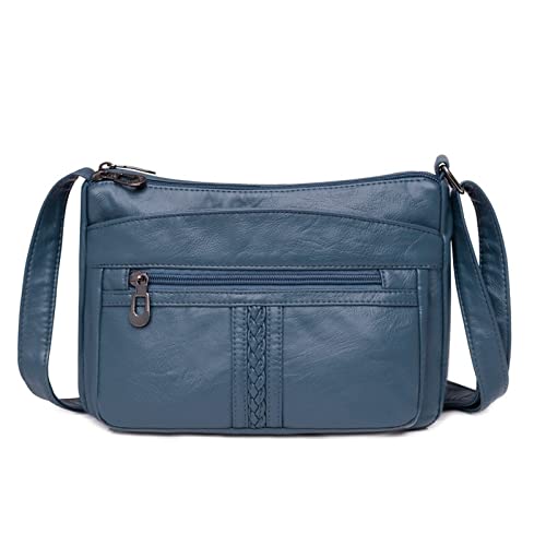 jonam Umhängetasche All-Match-Malfarbe Umhängetasche, Schultertaschen mit hoher Kapazität Womens, PU-Leder Frauen Handtasche (Color : Blue) von jonam