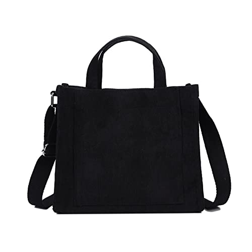 jonam Umhängetasche Canvas Handbag, large capacity leisure shoulder strap, waterproof bag, corduroy handbag (Color : Black) von jonam