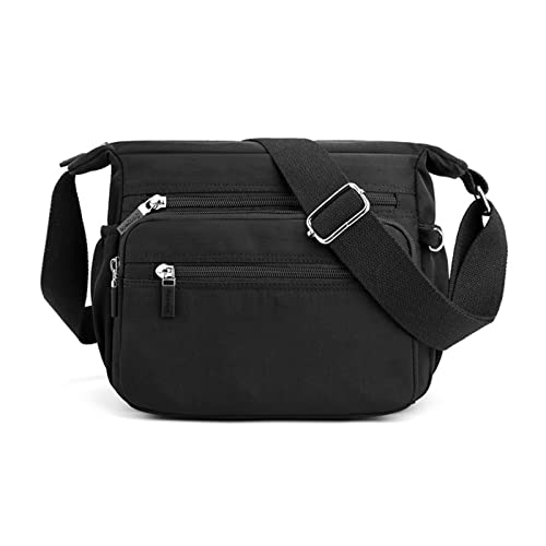 jonam Umhängetasche Canvas Handbag, large capacity leisure shoulder strap, waterproof bag, small leather bag (Color : Black) von jonam