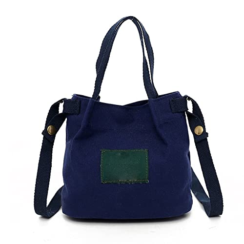 jonam Umhängetasche Canvas Handbags Corduroy Vintage Women‘s Shoulder Bag Simple Solid Color Handbag Bucket Cloth Bag Casual Crossbody Bag (Color : Blue) von jonam