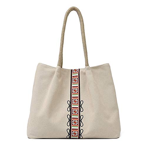 jonam Umhängetasche Canvas Handtasche Umhängetasche Freizeittasche Mit Großer Kapazität Reisetasche (Color : White) von jonam