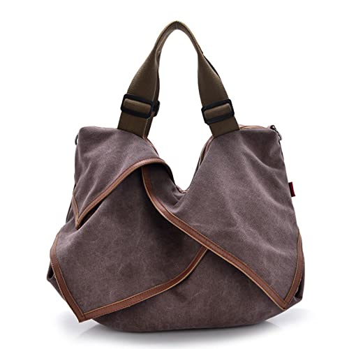 jonam Umhängetasche Canvas Tote Crossbody Umhängetaschen, Mädchen große Messenger-Reisetaschen, Rindsleder-Frauen-Segeltuch-Tasche, Single-Schulter-Frauen-Tasche (Color : Purple) von jonam