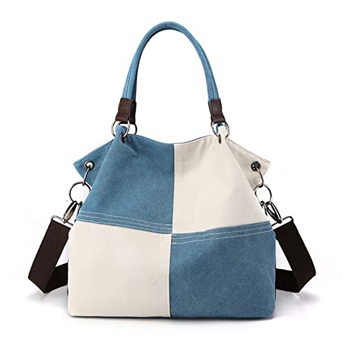 jonam Umhängetasche Canvas Women's Shoulder Bag Bags Patchwork Handbags Ladies Tote Crossbody Bag (Color : Blue) von jonam