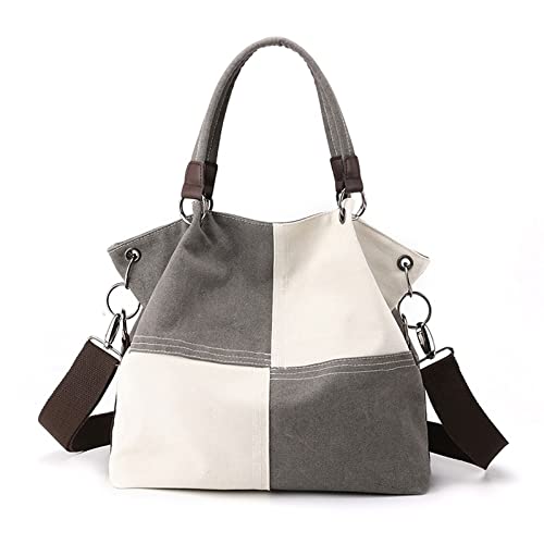 jonam Umhängetasche Canvas Women's Shoulder Bag Bags Patchwork Handbags Ladies Tote Crossbody Bag (Color : Grijs) von jonam