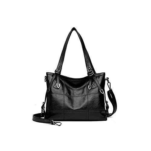 jonam Umhängetasche Casual Handtaschen Umhängetaschen für Frauen Qualität PU-Leder Handtaschen Nähen Crossbody Bag (Color : Black) von jonam