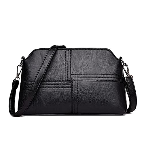 jonam Umhängetasche Casual Messenger Bags, Crossbody Pu. Black Handtaschen aus Leder für Frauen Kleine Schultertasche Geldbörse (Color : Black) von jonam