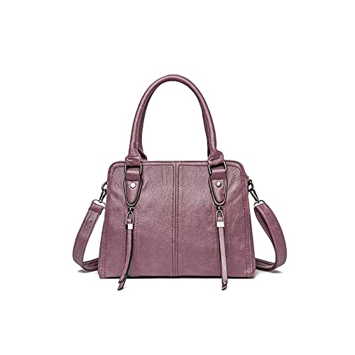 jonam Umhängetasche Casual Tote Bag Frauen Handtaschen Weiche Leder Umhängetaschen Große Kapazität Crossbody Handtasche für Damen (Color : Purple) von jonam