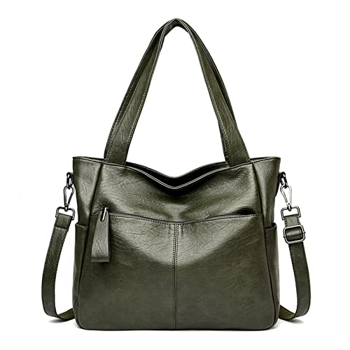 jonam Umhängetasche Casual Tote Damen Tasche, Leder Damen Handtaschen für Frauen, Umhängetasche Große Crossbody-Taschen (Color : Green) von jonam