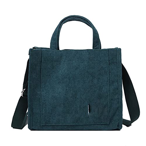 jonam Umhängetasche Cord Casual WomenTote Umhängetasche Canvas Umhängetaschen für Frauen Baumwolle Reißverschluss Handtaschen Luxus (Color : Green) von jonam