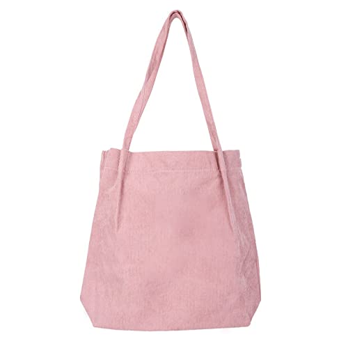 jonam Umhängetasche Cordtasche für Frauen Shopper Handtaschen Aufbewahrung wiederverwendbare Leinwand Schultertasche Schultaschen für Mädchen Tragetaschen (Color : Pink) von jonam