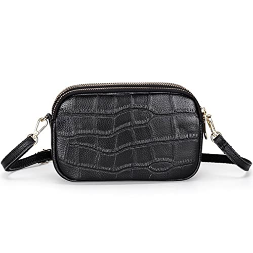 jonam Umhängetasche Crocodile Leather Crossbody Bag High Quality Clutch Bag Style Fashion Trend Women Handbag Messenger Bag Dual Purpose Leisure Bag (Color : Black) von jonam
