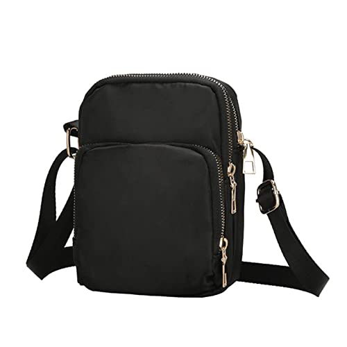 jonam Umhängetasche Cross Zipper Handbag, Shoulder Bag, Multifunctional, Wrist (Color : Black) von jonam