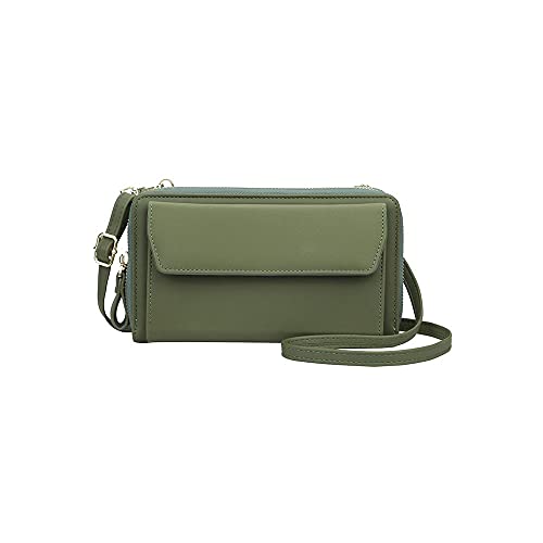 jonam Umhängetasche Crossbody Taschen für Frauen Brieftasche Damen PU. Leder Geldbörse Kupplung Multifunktionale Telefon Tasche Messenger Bags (Color : Green) von jonam