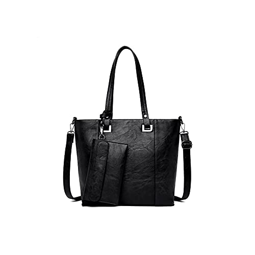 jonam Umhängetasche Damen Crossbody Bag Casual Messenger Bag PU. Schultertasche Frauen Crossbody Umhängetasche Geldbörse (Color : Black) von jonam