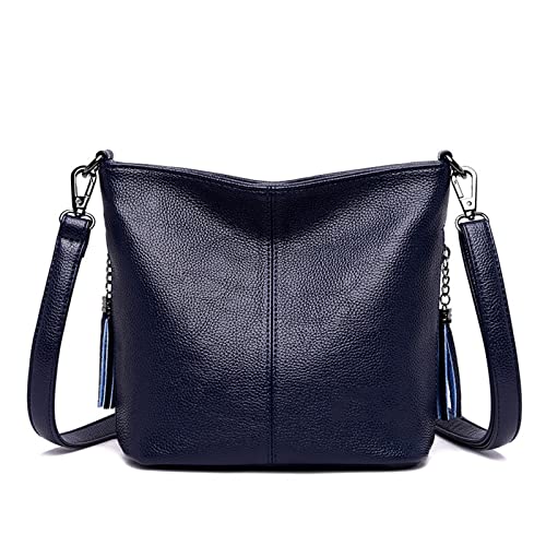 jonam Umhängetasche Damen Hand Crossbody Taschen für Frauen, Handtaschen Frauen Taschen, Kleine Leder-Schultertasche, Quaste Weibliche Tasche (Color : Blue) von jonam