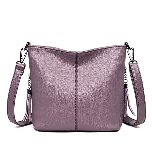 jonam Umhängetasche Damen Hand Crossbody Taschen für Frauen, Handtaschen Frauen Taschen, Kleine Leder-Schultertasche, Quaste Weibliche Tasche (Color : Purple) von jonam