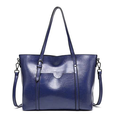 jonam Umhängetasche Damen Handtasche Einzelner Schulter Große Kapazität Tragetasche, Damen Leder Handtaschen, Dame Handtaschen Frauen Messenger Umhängetasche (Color : Blue) von jonam