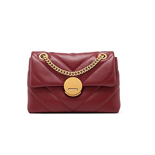 jonam Umhängetasche Damen Leder Schultertasche.Stilvolle Einfachheit.Erhältlich In Schwarz Und Rot. (Color : Red) von jonam