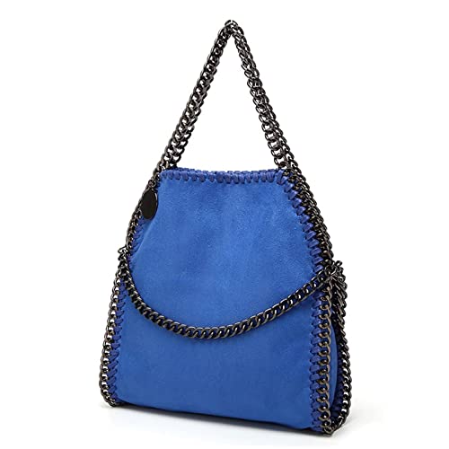 jonam Umhängetasche Damen Retro Messenger Bag Kette Schultergurt Umhängetasche Hohe Qualität Designer Handtasche Damen Flip Messenger Bag (Color : Blue) von jonam