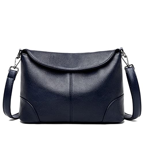 jonam Umhängetasche Damen-Schulter-Messenger Bag, weich Pu. Leder-Crossbody-Taschen für Frauen, Handtasche Tassel-Eimer-Tasche (Color : Blue) von jonam