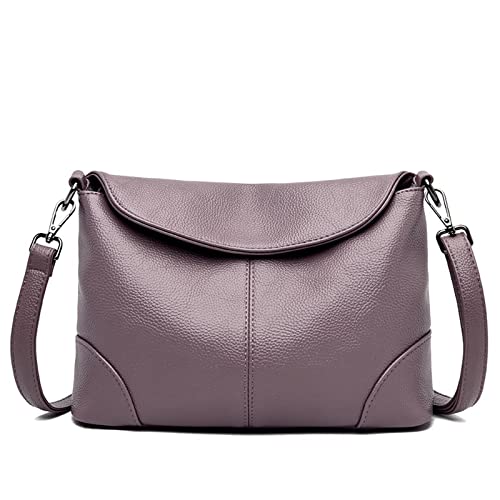 jonam Umhängetasche Damen-Schulter-Messenger Bag, weich Pu. Leder-Crossbody-Taschen für Frauen, Handtasche Tassel-Eimer-Tasche (Color : Purple) von jonam