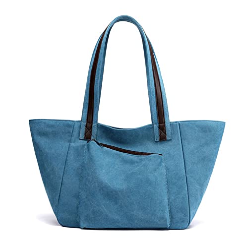 jonam Umhängetasche Damen tasche mode leinwand umhängetasche einfache handtasche damen freizeit große weibliche tasche reise einkaufen tasche (Color : Blue) von jonam