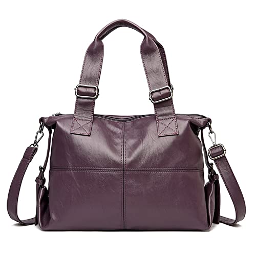 jonam Umhängetasche Echte leder damenhandtaschen, lässige messenger Bags, Pu. Texturische Temperamenthandtaschen und weiche Leder-Schultertaschen (Color : Purple) von jonam