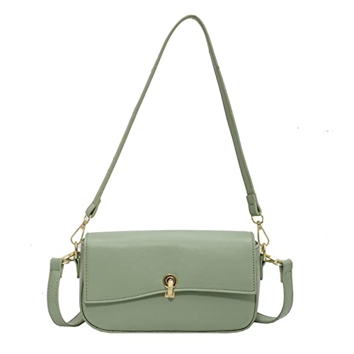 jonam Umhängetasche Echtes Leder Handtaschen Weibliche Crossbody Tasche, einfache einfache Farbe One-Shoulder Unterarm Messenger Bag, Damen Kleine Quadrattasche (Color : Green) von jonam