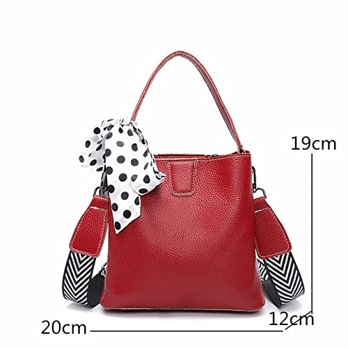 jonam Umhängetasche Echtes Leder Totes Tasche Kopfschicht Rindsleder Litchi Getreide Frauen Handtaschen Mode Crossbody Taschen Hohe Qualität Weibliche Umhängetasche (Color : Red) von jonam