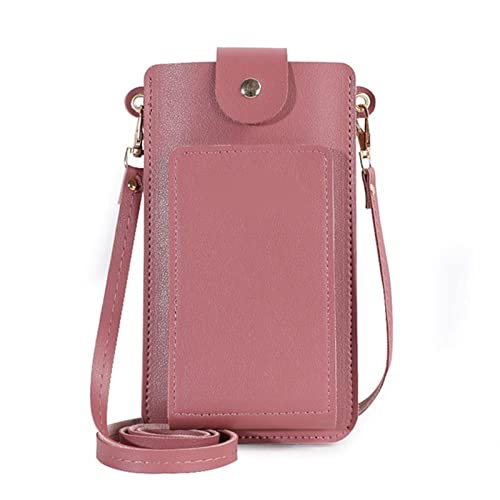 jonam Umhängetasche Fashion Small Crossbody Bags Women Mini PU Leather Shoulder Messenger Bag For Yellow Ladies Phone Purse Zipper Flap (Color : Pink) von jonam
