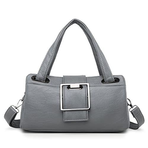 jonam Umhängetasche Frauen Casual Tote Bags Weibliche Handtasche, Große große Umhängetasche Für Frauen, Tote Damen Vintage Leder Crossbody Tasche (Color : Grijs) von jonam